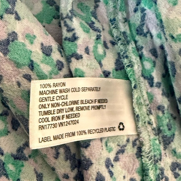 A New Day Maxi Dress Womens Size M Green Floral Smocked Pockets Boho Peasant 3X - Picture 7 of 8